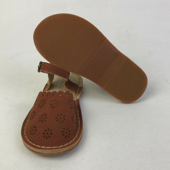 Flaryzone Girls FLR08 Brown Leather Round Toe Casual Flat Sandals Size US 9 - Picture 6 of 11